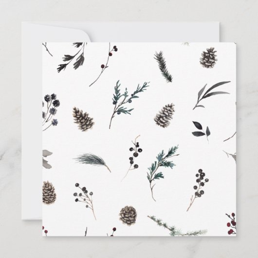 Rustikale Schwarze Winter Pinecone Wreath Einladung (Rückseite)