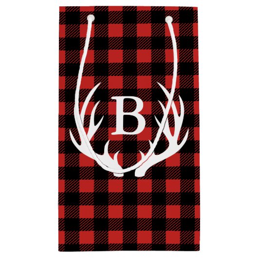 Rustikale schwarzer Büffel-karierte Kleine Geschenktüte (Rückseite)