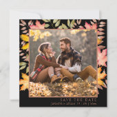 Rustikale Schwarzer Herbst-Herbst-Foto-Hochzeit Save The Date (Vorderseite)