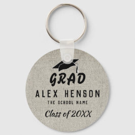 Rustikale Schwarztypografie-Klasse, Grad-Abschluss Schlüsselanhänger