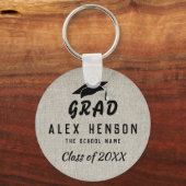 Rustikale Schwarztypografie-Klasse, Grad-Abschluss Schlüsselanhänger (Vorderseite)