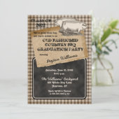 Rustikale Schweineborst GRILLEN Graduierungspartei Einladung (Stehend Vorderseite)