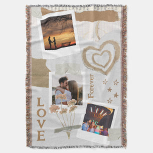 Rustikale Scrapbook-Romantik mit Herzen und Blumen Decke