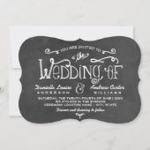 Rustikale Script Black Chalkboard Hochzeit Einladung (Vorderseite)