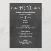 Rustikale Script Black Chalkboard Hochzeit Menükarte (Vorderseite)