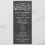Rustikale Script Chalkboard Hochzeit Schwarze Zere Programm (Vorderseite)