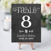 Rustikale Script-Chalkboard-Hochzeit-Tischnummer Einladung