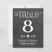 Rustikale Script-Chalkboard-Hochzeit-Tischnummer Einladung (Vorderseite)