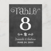 Rustikale Script-Chalkboard-Hochzeit-Tischnummer Einladung (Vorderseite)