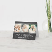 Rustikale Script Chalkboard Wedding Black Dankeskarte (Vorderseite)