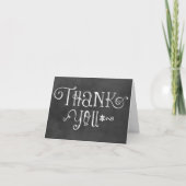 Rustikale Script Chalkboard Wedding Black Dankeskarte (Vorderseite)