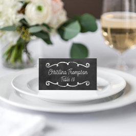 Rustikale Script Chalkboard Wedding Black Platzkarte
