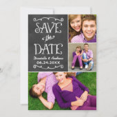 Rustikale Script Chalkboard Wedding Black Save The Date (Vorderseite)