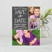 Rustikale Script Chalkboard Wedding Black Save The Date (Stehend Vorderseite)