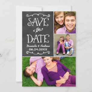 Rustikale Script Chalkboard Wedding Black Save The Date