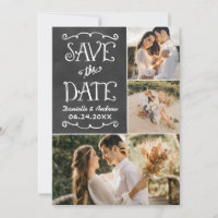 Rustikale Script Chalkboard Wedding Black