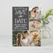 Rustikale Script Chalkboard Wedding Black Save The Date (Stehend Vorderseite)