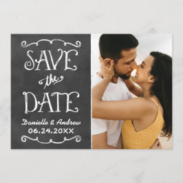 Rustikale Script Chalkboard Wedding Black Save The Date