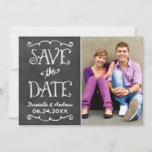 Rustikale Script Chalkboard Wedding Black Save The Date (Vorderseite)