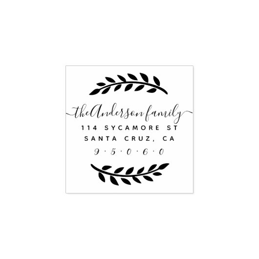Rustikale Script-Familienname Wreath-Rücksendeadre Gummistempel (Prägung)