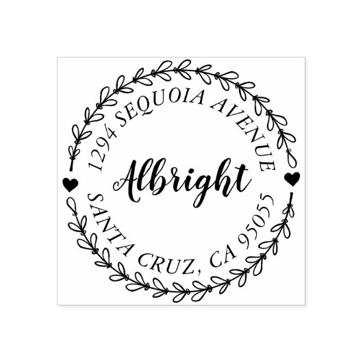 Rustikale Script & Hand Drawn Wreath-Rücksendeadre Gummistempel (Prägung)