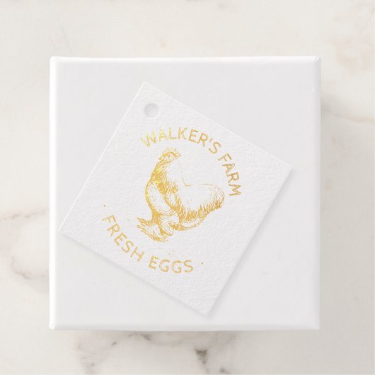 Rustikale Script Happy Hen Egg Briefmarke Geschenkanhänger (Mit Box)