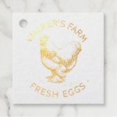 Rustikale Script Happy Hen Egg Briefmarke Geschenkanhänger (Vorderseite)