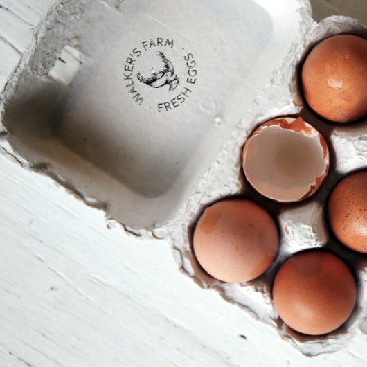 Rustikale Script Happy Hen Egg Briefmarke Gummistempel