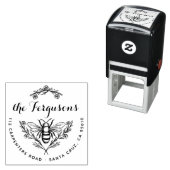 Rustikale Script Honey Bee Round-Rücksendeadresse Permastempel (Beispiel)