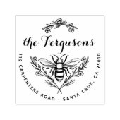 Rustikale Script Honey Bee Round-Rücksendeadresse Permastempel (Design)