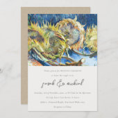 Rustikale Script Minimal Gelbe Sonnenblume Hochzei Einladung (Vorne/Hinten)