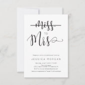 Rustikale Script Miss zu Mrs. Brautparty Einladung (Vorderseite)