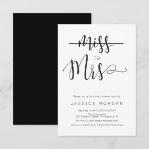 Rustikale Script Miss zu Mrs. Brautparty Einladung