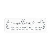 Rustikale Script-Schwarz-weiße Rücksendeadresse (Vorne)