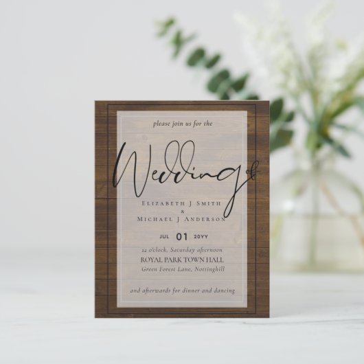 Rustikale Script Typografy Budget Hochzeit (Stehend Vorderseite)