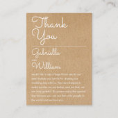 Rustikale Script Wedding Vielen Dank Empfang Card Platzkarte (Vorderseite)