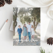 Rustikale Script Weihnachts-Fotokarte Dankeskarte