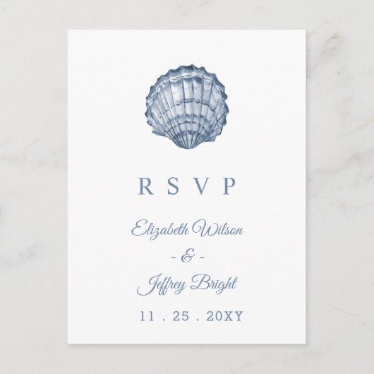 Rustikale Seashells Marine Ocean Beach Wedding UAW Einladungspostkarte (Vorderseite)