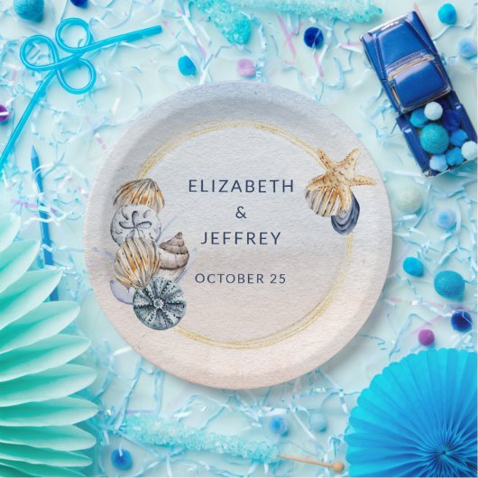 Rustikale Seashells Ocean Sea Summer Beach Hochzei Pappteller (Party)