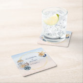 Rustikale Seashells Ocean Sea Summer Beach Hochzei Rechteckiger Pappuntersetzer (Vor Ort)