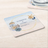 Rustikale Seashells Ocean Sea Summer Beach Hochzei Rechteckiger Pappuntersetzer (angewinkelt)