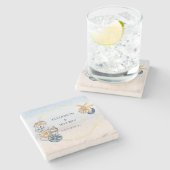 Rustikale Seashells Ocean Sea Summer Beach Hochzei Steinuntersetzer (Seitenansicht)