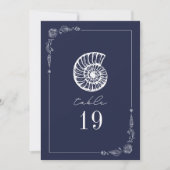 Rustikale Seasnail Dark Blue Wedding Tischnummer (Vorderseite)