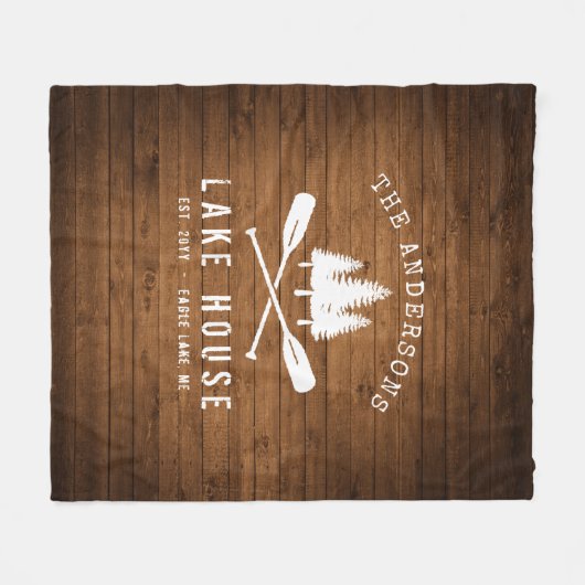 Rustikale See House Boat Oars Trees Wood Plank Pri Fleecedecke (Vorderseite (Horizontal))