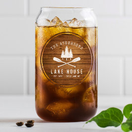 Rustikale See House Boat Oars Trees Wood Print Dosenglas