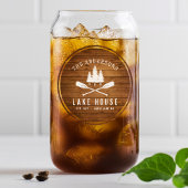 Rustikale See House Boat Oars Trees Wood Print Dosenglas