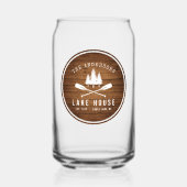 Rustikale See House Boat Oars Trees Wood Print Dosenglas (Vorderseite)