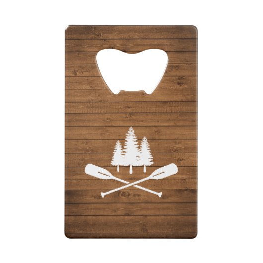 Rustikale See House Boat Oars Trees Wood Print Geldbeutel Flaschenöffner (Rückseite)