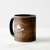 Rustikale See House Boat Oars Trees Wood Print Tasse (Vorderseite Links)