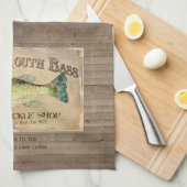 Rustikale Seekabine Große Seebassfischerei Geschirrtuch (Viertel Falte)